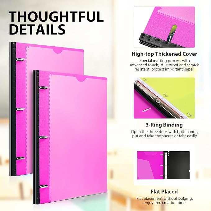 MAKHISTORY Telescoping 3 Ring Binder-4PCS, Flexible Binder - Image 3