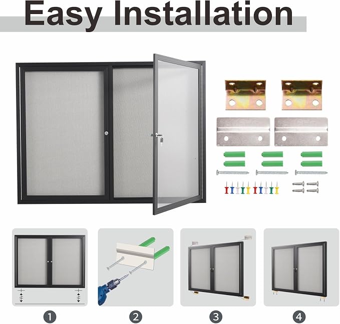 48x36 Inch Lockable Enclosed Bulletin Board, Weather-Resistant Outdoor - Image 5