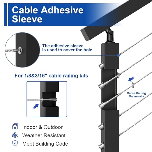 BLIKA 60Pack Cable Railing Adhesive Sleeves - Image 4