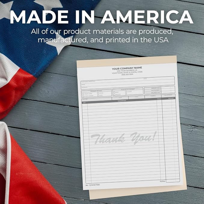 Custom 8.5" x 11" Carbonless NCR Books in 3-Part Triplicate Invoices, Work - Image 6