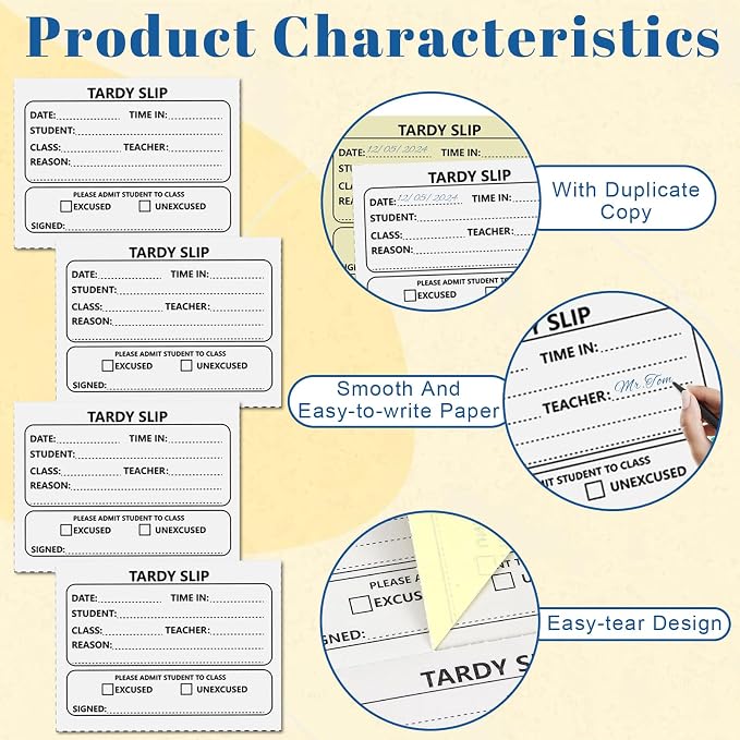 400 Pcs Tardy Slip Book with Carbonless Duplicates Easy Removal Fold and Tear - Image 3