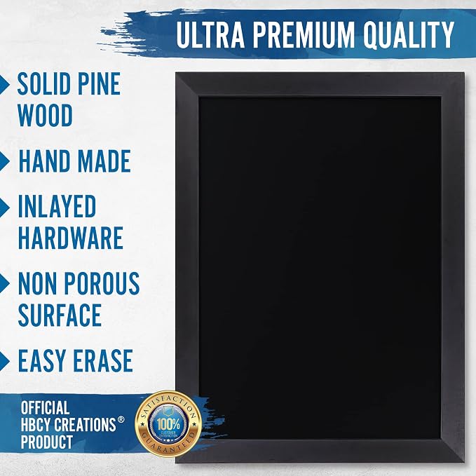 HBCY Creations 18" x 24" Rustic Black Solid Wood Frame Wall Chalkboard - Image 4