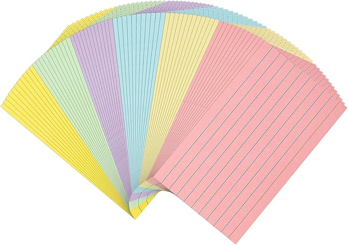 300Pcs Colored Index Cards 5x8, Goefun Lined Flashcards, 6 Color Notecards by Goefun