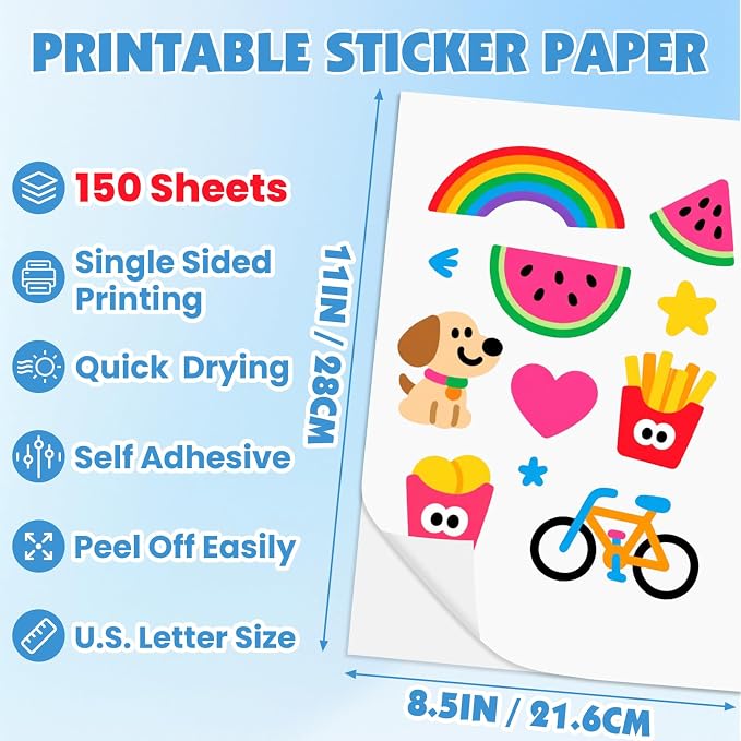 150 Sheets Glossy Sticker Paper, 8.5in x 11in Sticker Paper - Image 2