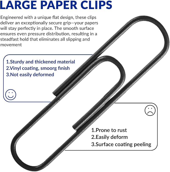 Large Paper Clips, 2 Inch Black Paper Clip - Image 5