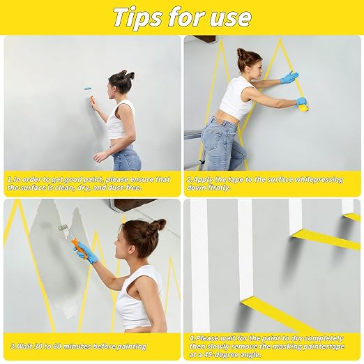 Oleitodh 12 Rolls Yellow Painters Tape Bulk 3 inch x 60 Yards, Painters Masking - Image 5