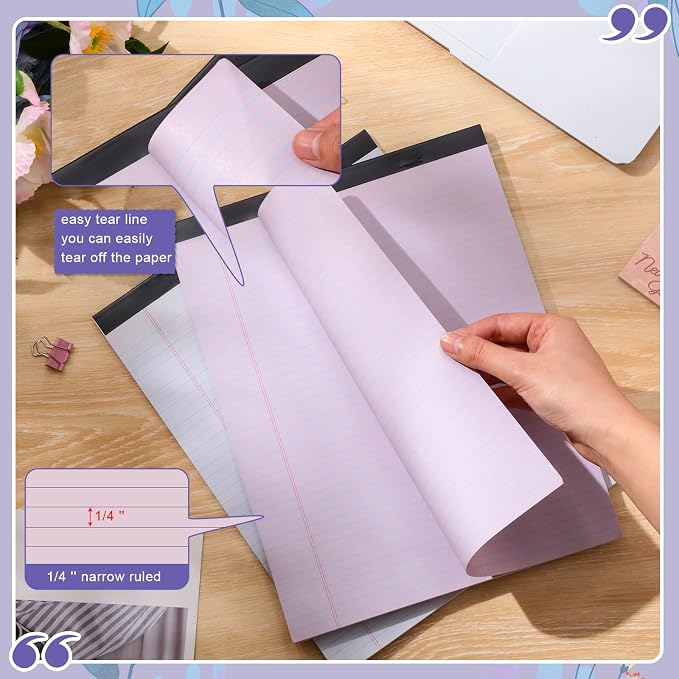 Fuutreo 8 Pcs 8.5'' x 11'' Colored Legal Pad Writing Pads Narrow Ruled 50 - Image 3