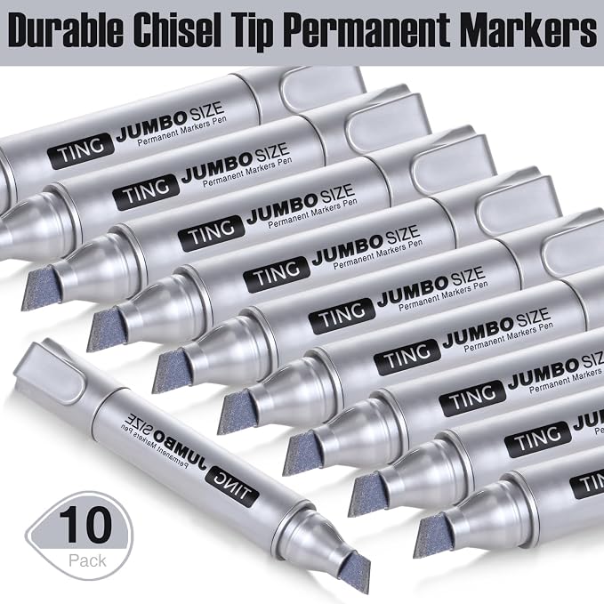 Fuutreo 10 Pack Jumbo Permanent Markers Bulk Large Chisel Tip Permanent Markers - Image 4