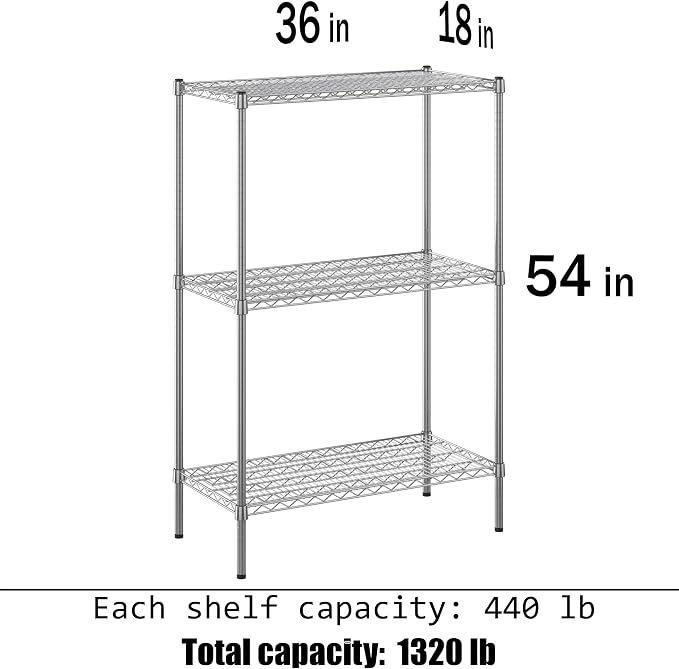 Regal Altair 18" Deep x 36" Wide x 54" Height Wire Shelving Kit | 3-Tier | NSF - Image 3