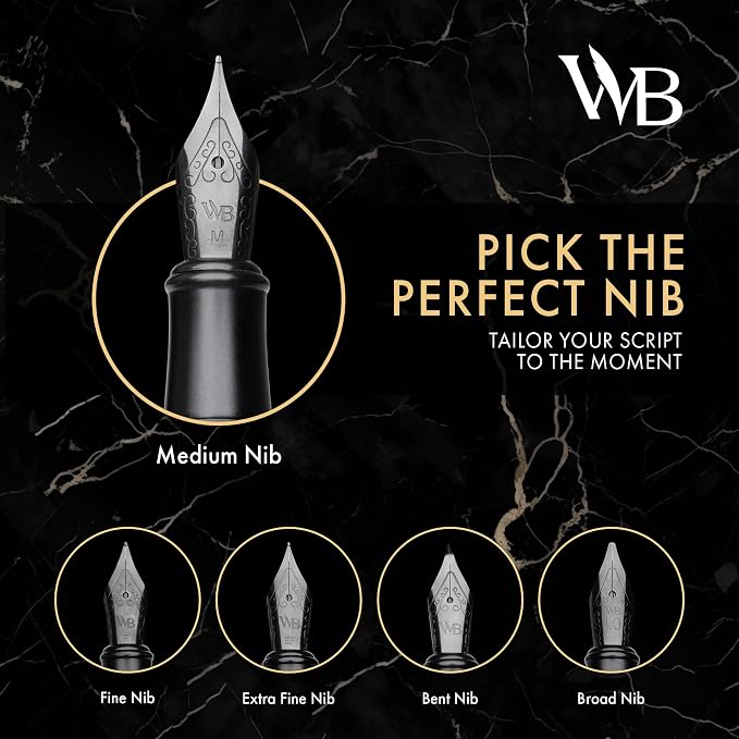 Wordsworth & Black Fountain Pen Set, Medium Nib, Includes 24 Pack Ink Cartridges - Image 4