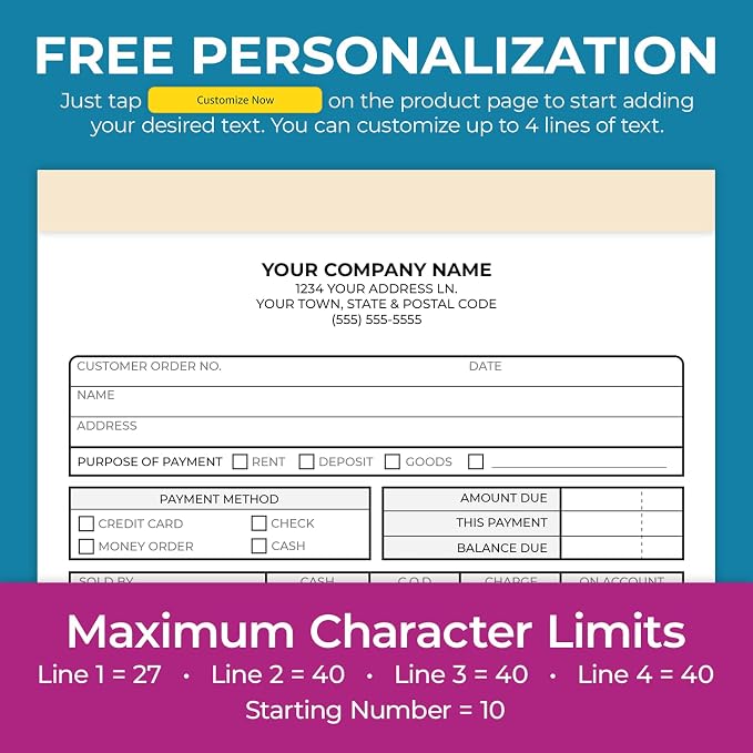 Custom 5.5" x 8.5" Carbonless NCR Books in 2-Part Duplicate Invoices, Work - Image 4