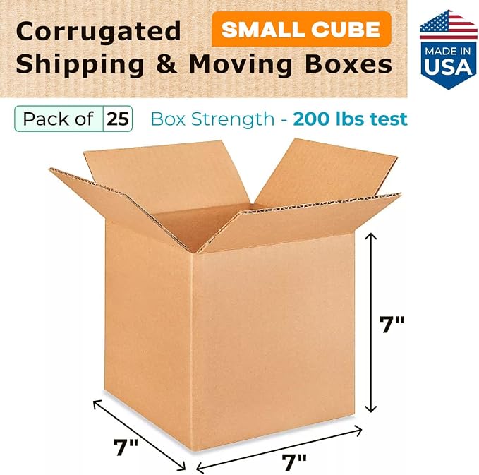 Small Cube Moving & Shipping Boxes 7"L x 7"W x 7"H - Image 2