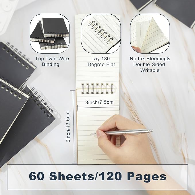 Tenceur 18 Pcs Pocket Notebook Bulk Small 3x5 Inch Spiral Notepads Mini Top - Image 2
