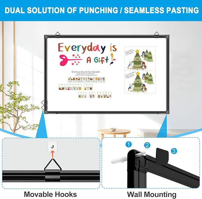 H-Qprobd 48"x24" Magnetic White Board Dry Erase Wall Mount Whiteboard - Image 4