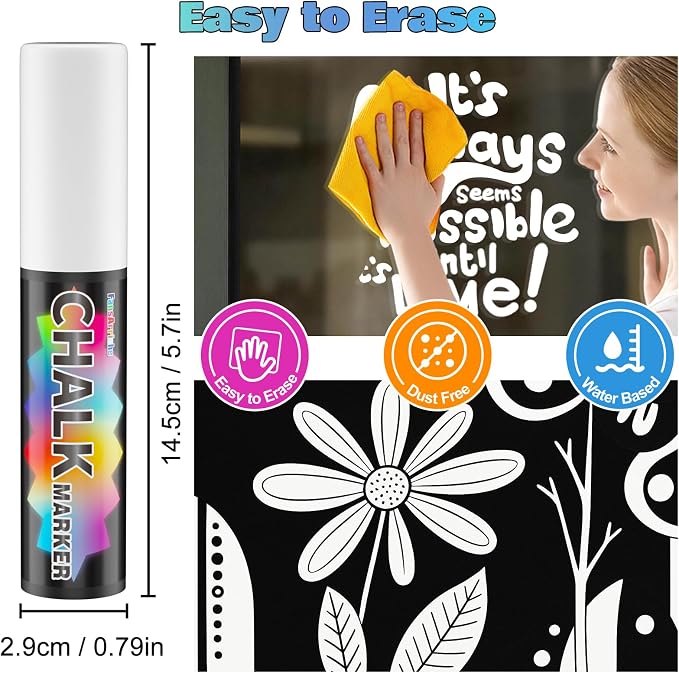 FansArriche White Chalk Markers, 15mm Jumbo Car Window Markers - Image 4