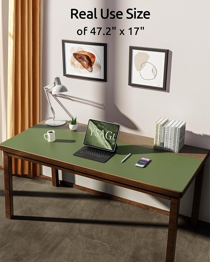 YSAGi Leather Desk Pad Protector, Office Desk Mat, Large Mouse Pad, Non-Slip PU - Image 2