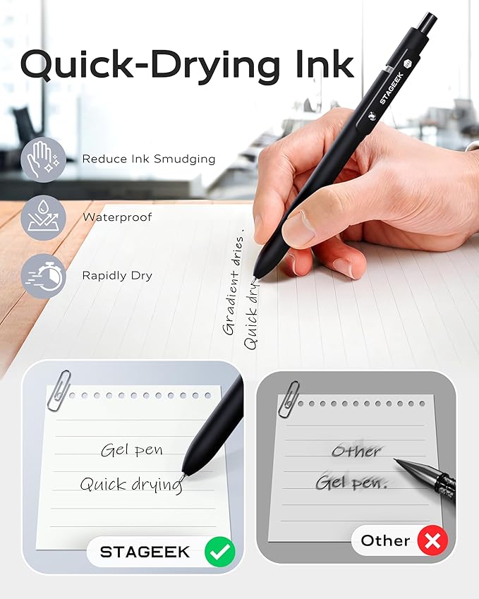 STAGEEK Black Gel Pens, Note Taking, School Supplies, Nurse Aesthetic - Image 3