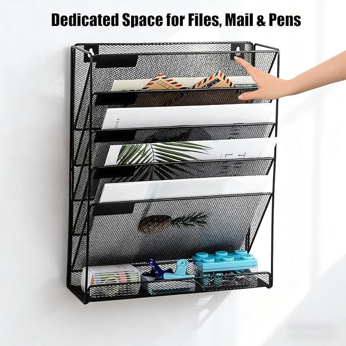 Vankcp 1 Pcs 6-Tier Magnetic File Holder, No Drilling Magnetic File Organizer - Image 7