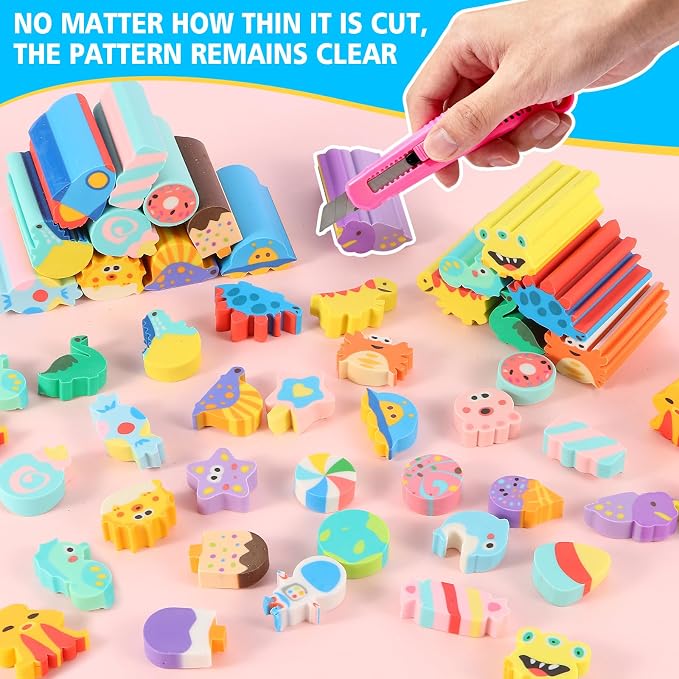 24 Pcs Cute Retractable Eraser for Pencils Cute School Supplies Kawaii Erasers - Image 3