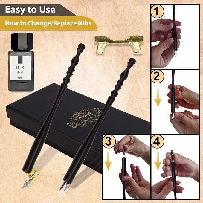 Trustela Calligraphy Set for Beginners, Dip Pen Set - Image 3