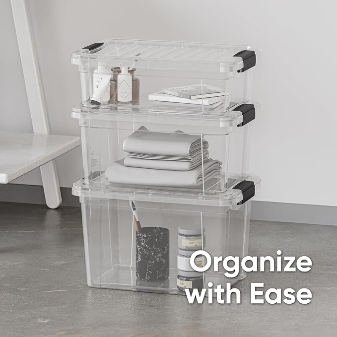 Superio Storage Bins with Lids- 2 Pack, 7.4 Qt Clear Boxes - Image 5