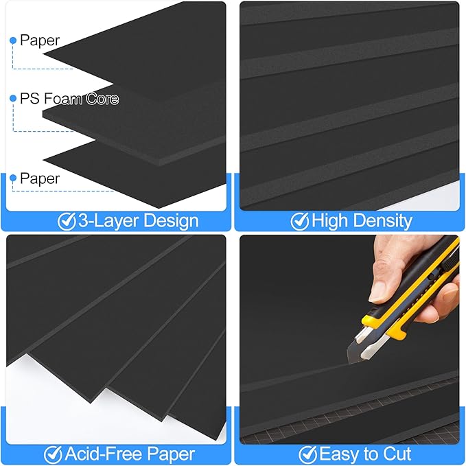 ToLanbbt 12 Pack Black Foam Board, Displaying - Image 3