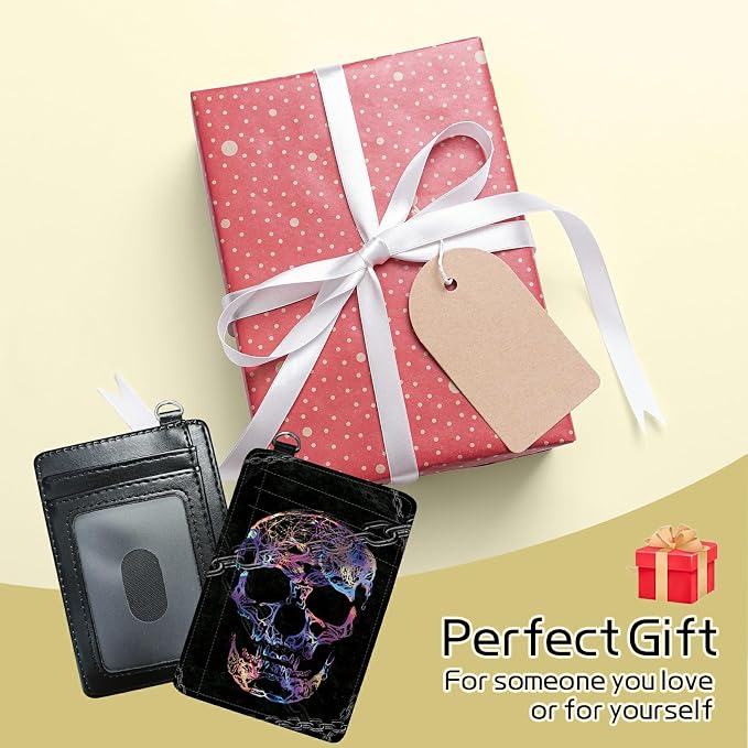 BWEGRHE Small Travel Wallets, Shackle Skull Slim Minimalist Front Pocket Wallet - Image 7
