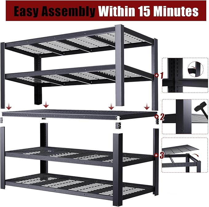 ZEUKMXOO 62" W 3050LBS Storage Shelves Unit, 5 Tier Heavy Duty Metal Shelving - Image 7
