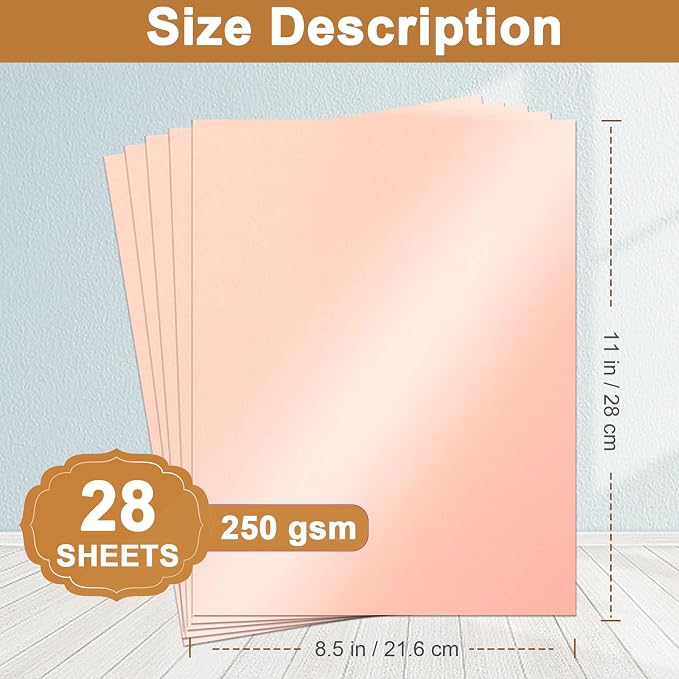Silunkia 28 Sheets Pink Shimmer Cardstock 8.5 x 11 Craft Paper, 92lb Premium - Image 2