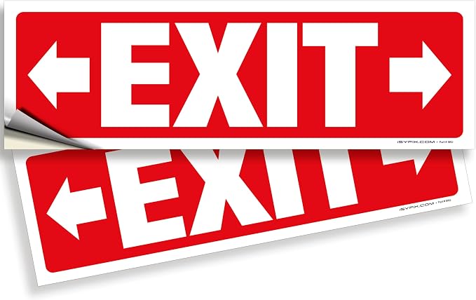 iSYFIX Exit Signs Stickers 2 Pack 12x4 Inch by iSYFIXPREMIUMSIGNS