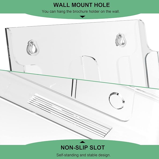 zavekia 2 Pack 3 Tier Acrylic Brochure Holder 8.5 x 11 inch, Magazine Holder - Image 4