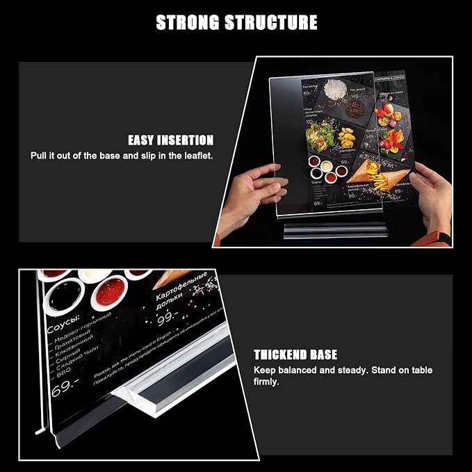 xydstay 6pack Acrylic Sign Holder 5.5 X 8.5, Vertical T Shape Clear Plastic - Image 7