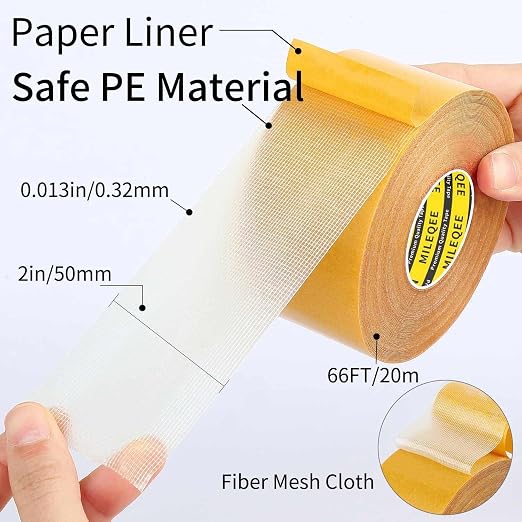 MILEQEE 4Pack Double Sided Tape Heavy Duty, 2in x 66FT, Super Sticky Resistente - Image 2