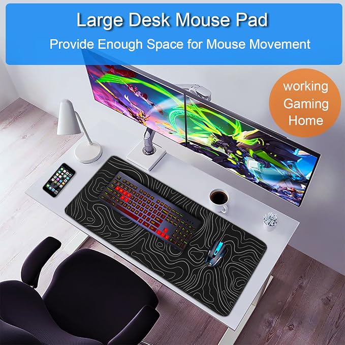 Large Extended Gaming Mouse Pad, 31.5x15.7 inch Computer Keyboard Mouse Mat - Image 6