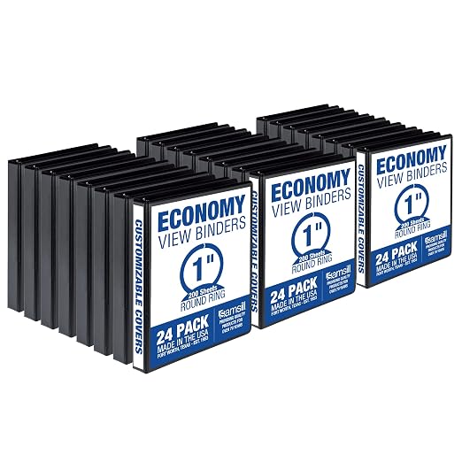 Samsill 1 Inch 3 Ring Binders, Made in USA, Economy Round Ring, 200 Sheet by Samsill