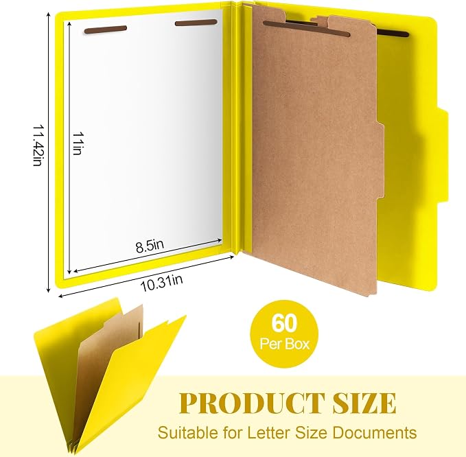 Skyygemm 60 Pcs Classification Folders Letter Size, 1 Divider Pressboard File - Image 2
