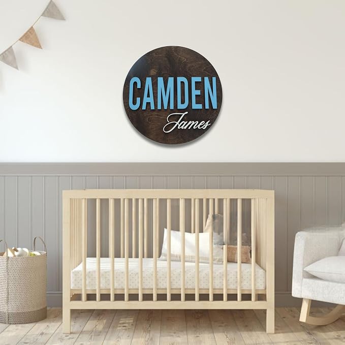Custom Round Nusery Name Sign, Personalized 3D Baby Name Announcement Sign - Image 3