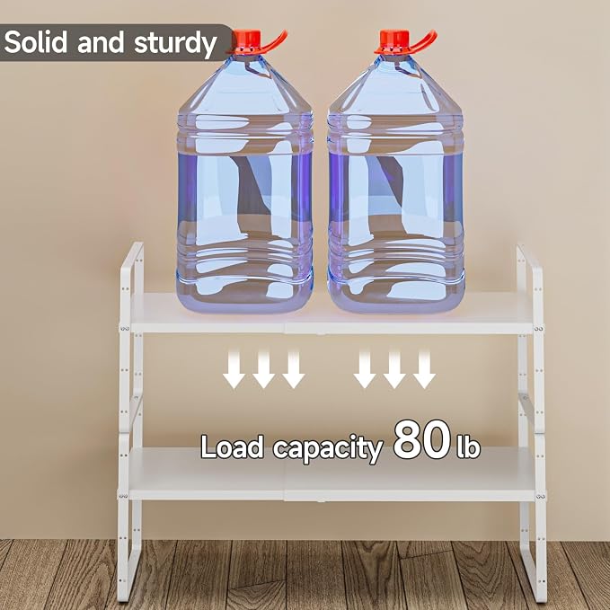 jkxoo 16.5-27’’L Expandable Cabinet Shelf Organizers, Stackable Metal Shelves - Image 3