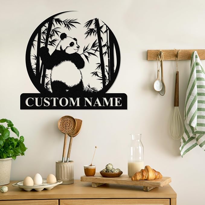 Personalized Panda Metal Sign | Family Name Sign | Panda Home Decor | Custom - Image 3