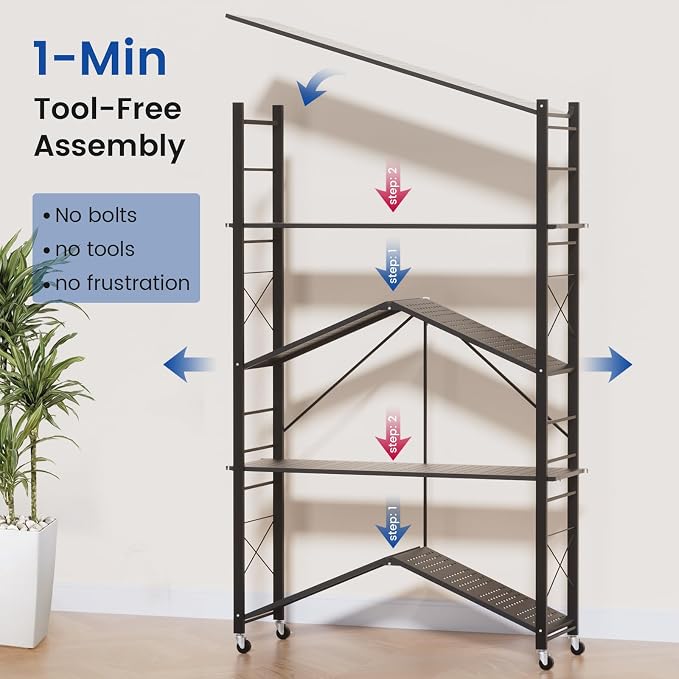 ALANNG 40" W Foldable 5-Tier Storage Shelves - Image 8