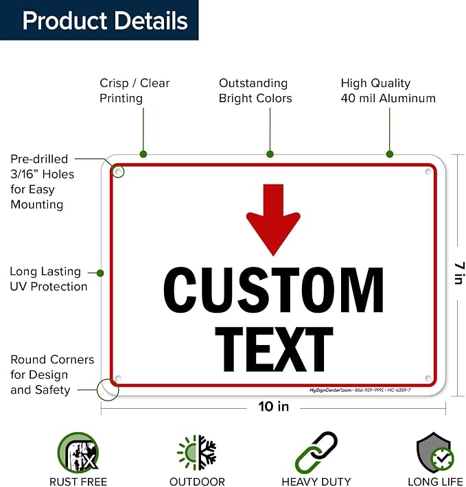 Custom Arrow, Custom Directional Sign, Down Arrow, 7x10 Inches, Rust Free .040 - Image 6
