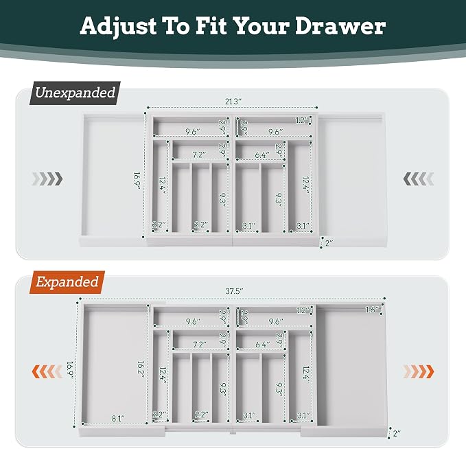 Silverware Organizer Large, Magnetic Connected Expandable 13 Slots Silverware - Image 4