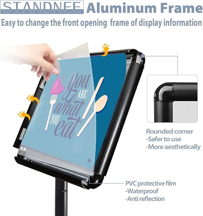 Sign Holder Stand, Heavy-Duty 8.5x11 Inch Aluminum Floor Stand - Image 7