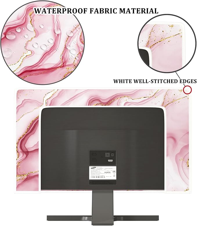Baocicco Gold Pink Marble Waterproof TV Display Screen Cover 75 Inch TV - Image 3