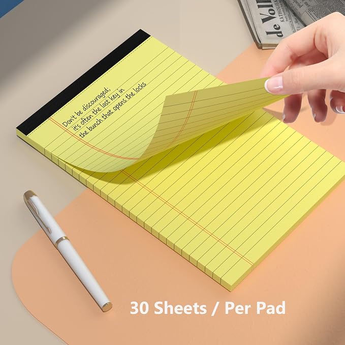 5" x 8" Yellow Legal Pads Writing Pads 12 Pack of Notepad 80gsm Paper Small - Image 6