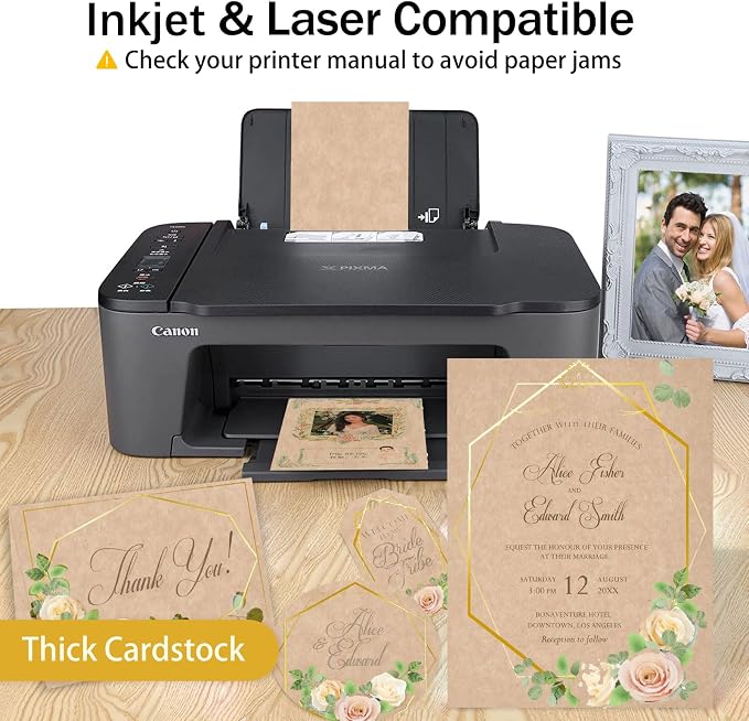 24 Sheets Parchment Cardstock 8.5 x 11 Textured Printer Paper, Goefun 90lb Tan - Image 3