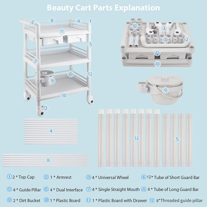 Rolling Utility Cart, Qiwey Medical Utility Cart - Image 7