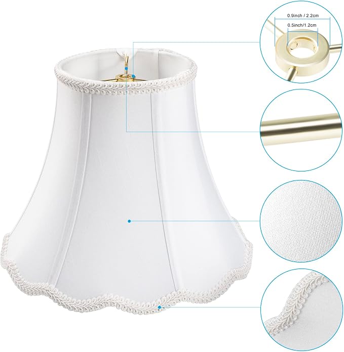 Bell Lamp Shade, Saangseon White Lampshade Replacement 6'' Top x 11.5'' Bottom - Image 4