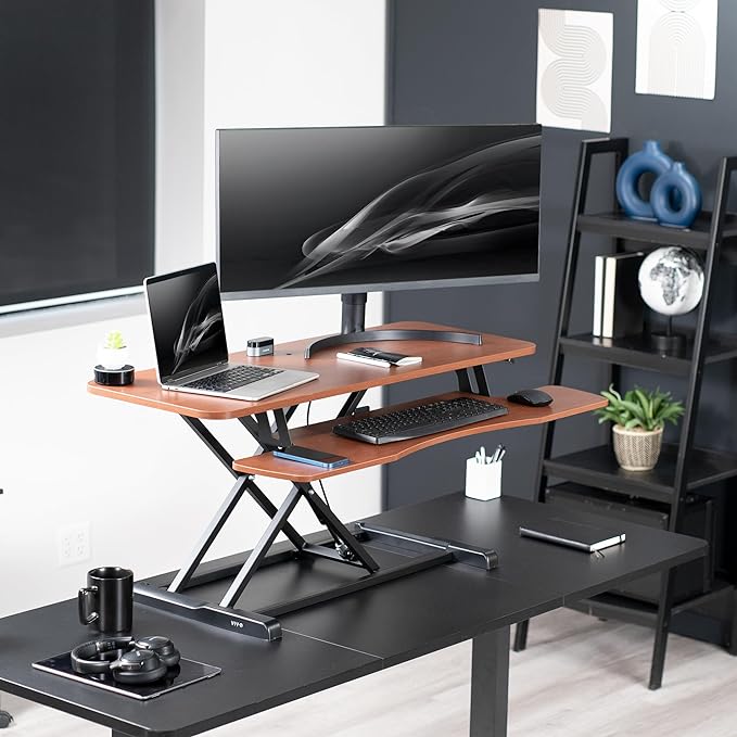 VIVO 42 inch Desk Converter, K Series, Height Adjustable Sit to Stand Riser - Image 2