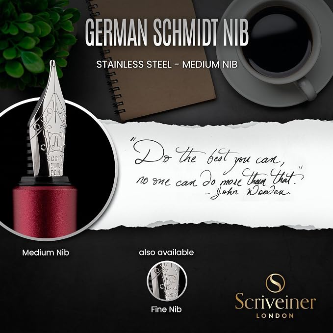 Scriveiner Luxury EDC Fountain Pen, Matt Red Pocket EDC - Image 5